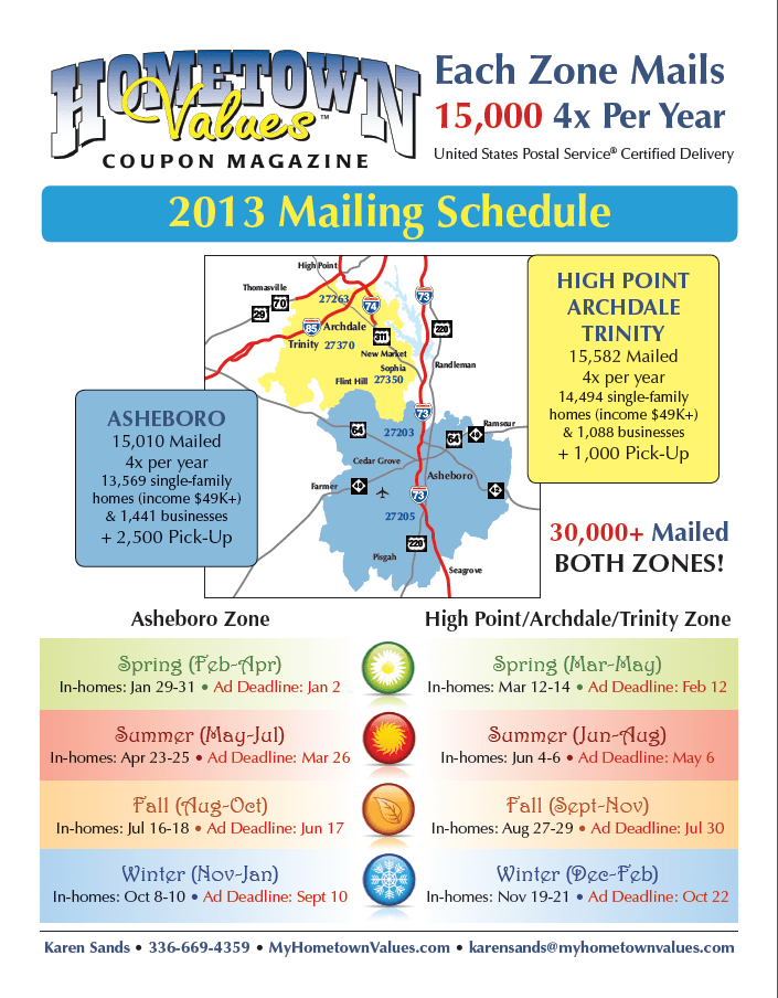 Hometown Values advertising schedule flyer