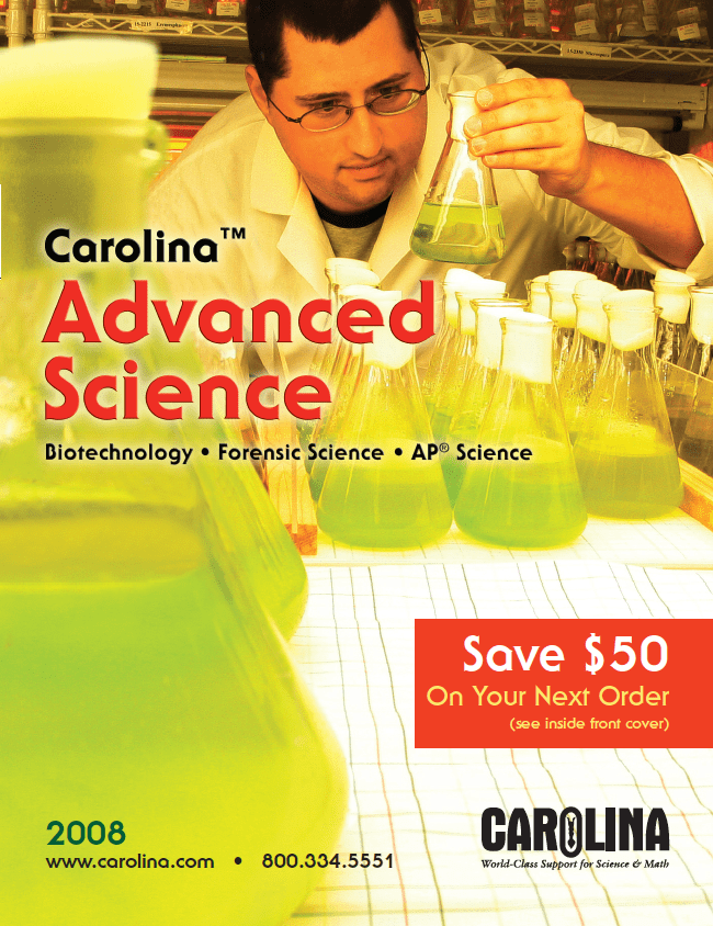 Cover for the Carolina Advanced Science 2008 Catalog