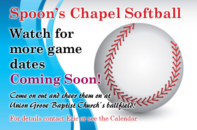 Image designed for web home page for a the church’s softball team