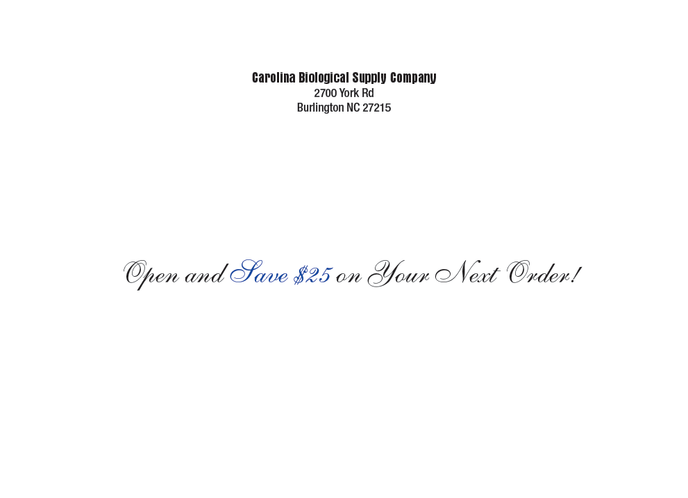 Thank you card envelope back side view for Carolina Biological Supply Company