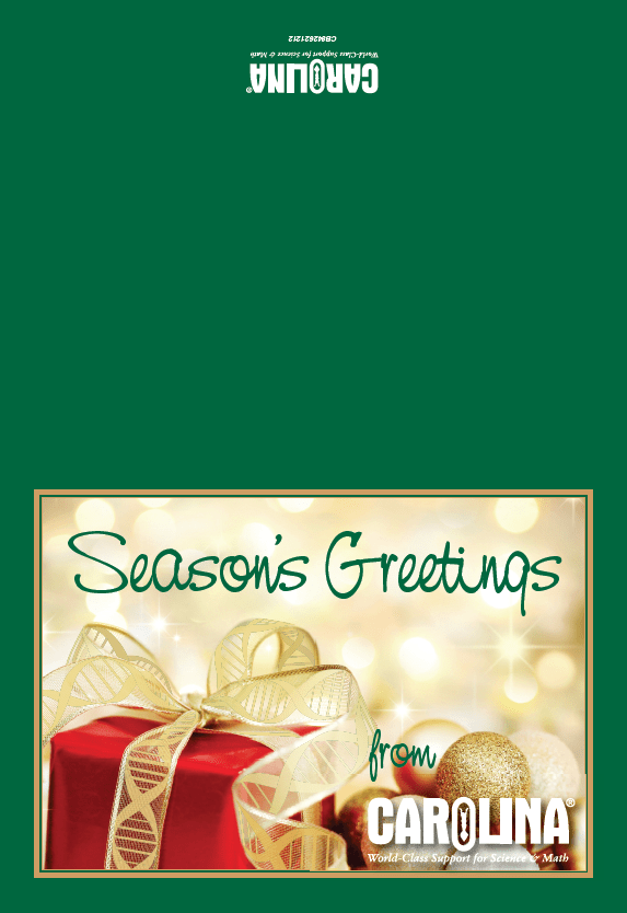 Outside print of the end of the year holiday greeting card for Carolina Biological Supply Company