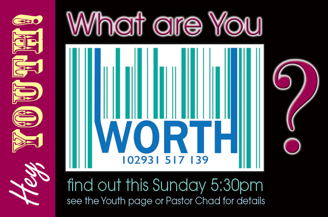 Image designed for web home page for a special event for the youth group