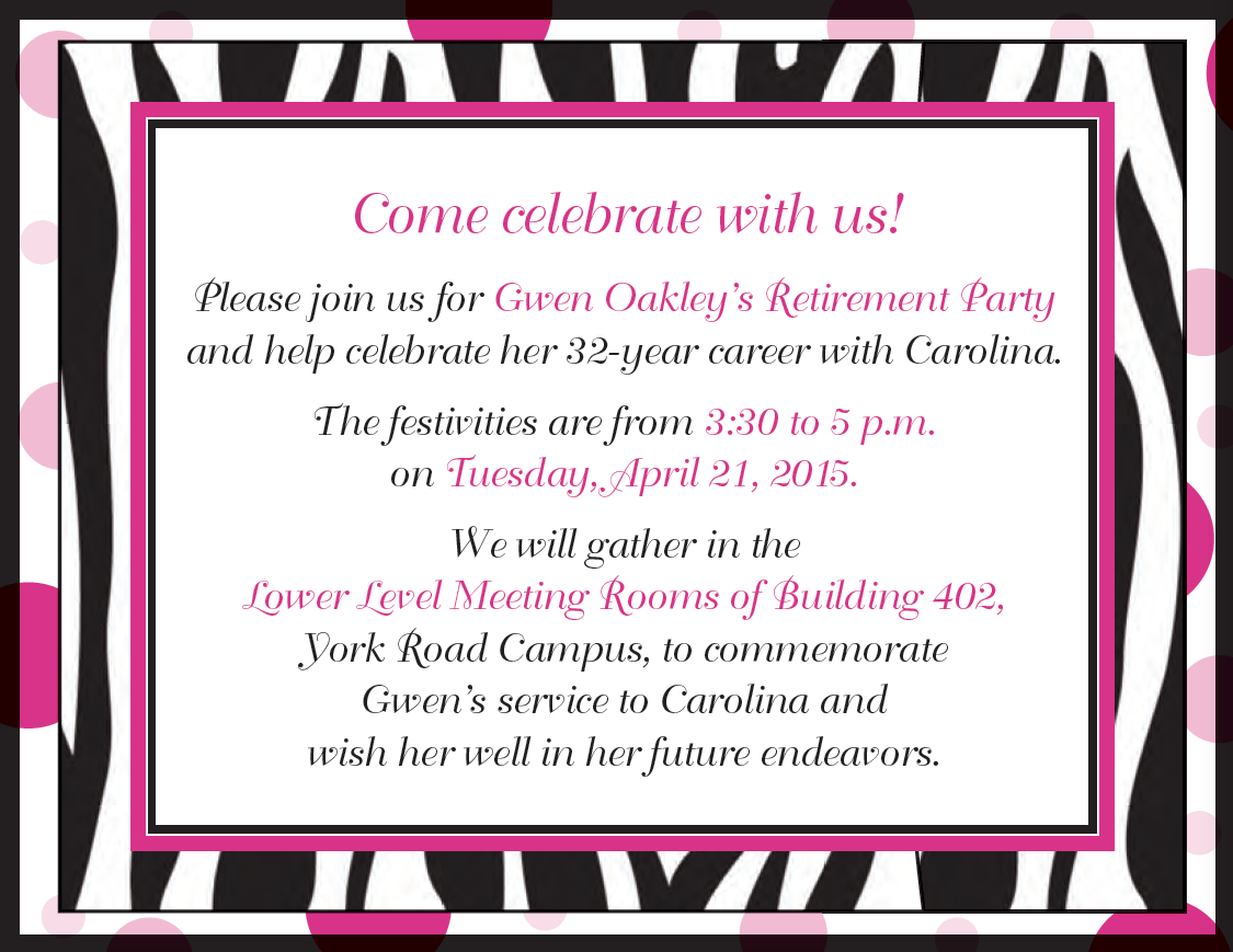 Retirement Party invitation back side