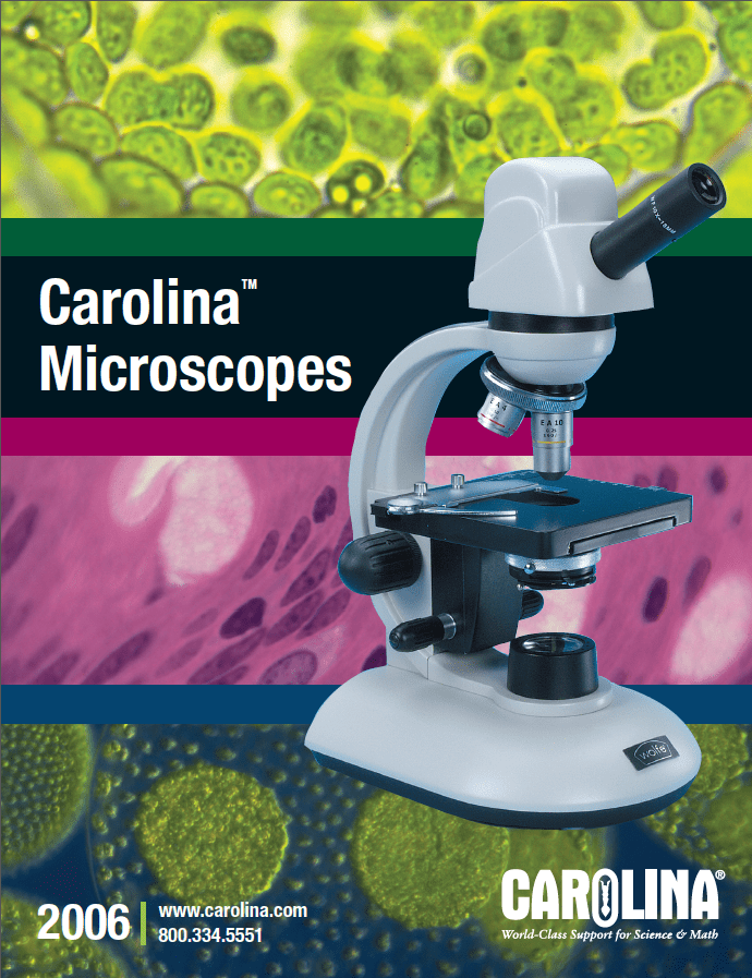 Cover for the 2006 edition of the Microscopes catalog for the Carolina Biological Supply Company